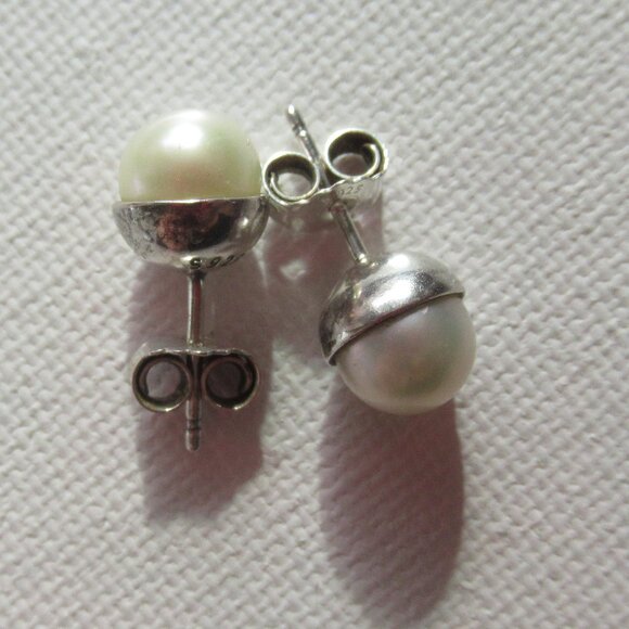 Pandora, Pearl Stud Earrings, 7mm, 925, Modern, Contemporary - Picture 2 of 11